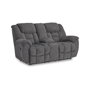Pemberly Row Contemporary Polyester Charcoal Reclining Loveseat