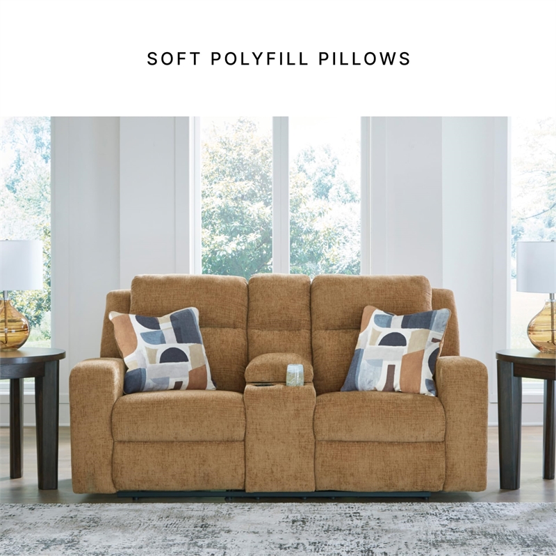 Pemberly Row Contemporary Polyester Brown Reclining Loveseat