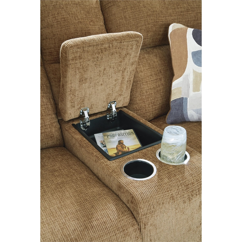 Pemberly Row Contemporary Polyester Brown Reclining Loveseat