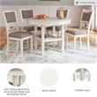 Pemberly Row Contemporary Wood Antique Dining Table & 4 Chairs