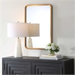 Pemberly Row Contemporary Rectangular Concave Sloped Mirror in Gold