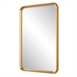 Pemberly Row Contemporary Rectangular Concave Sloped Mirror in Gold