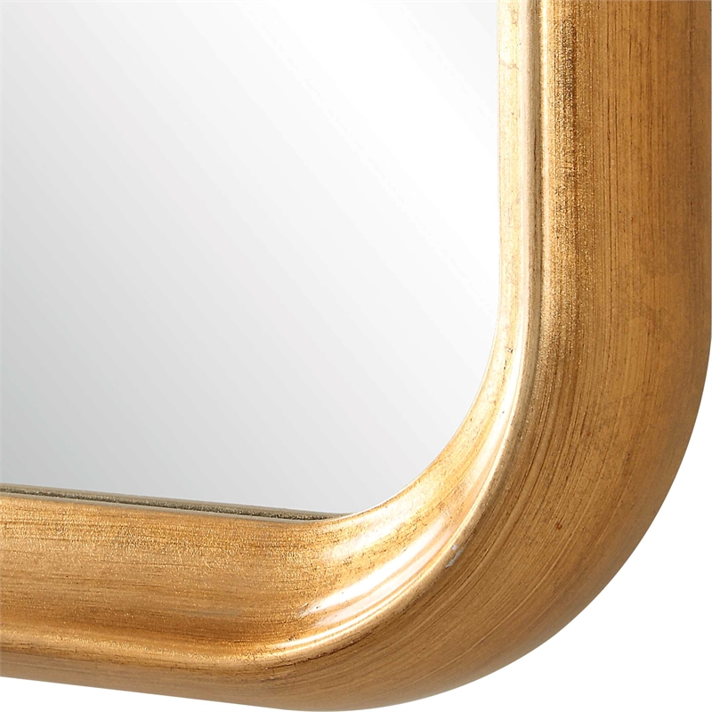 Pemberly Row Contemporary Rectangular Concave Sloped Mirror in Gold