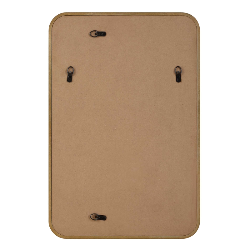 Pemberly Row Contemporary Rectangular Concave Sloped Mirror in Gold