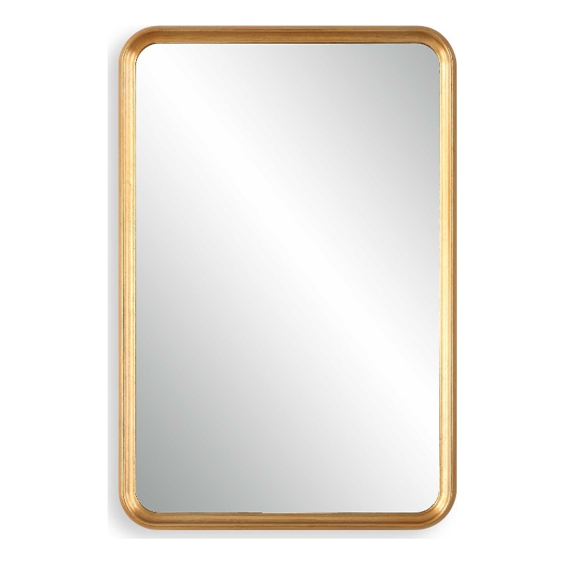 Pemberly Row Contemporary Rectangular Concave Sloped Mirror in Gold