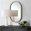 Pemberly Row Contemporary Pill-Shaped Versatile Wall Mirror in Gray