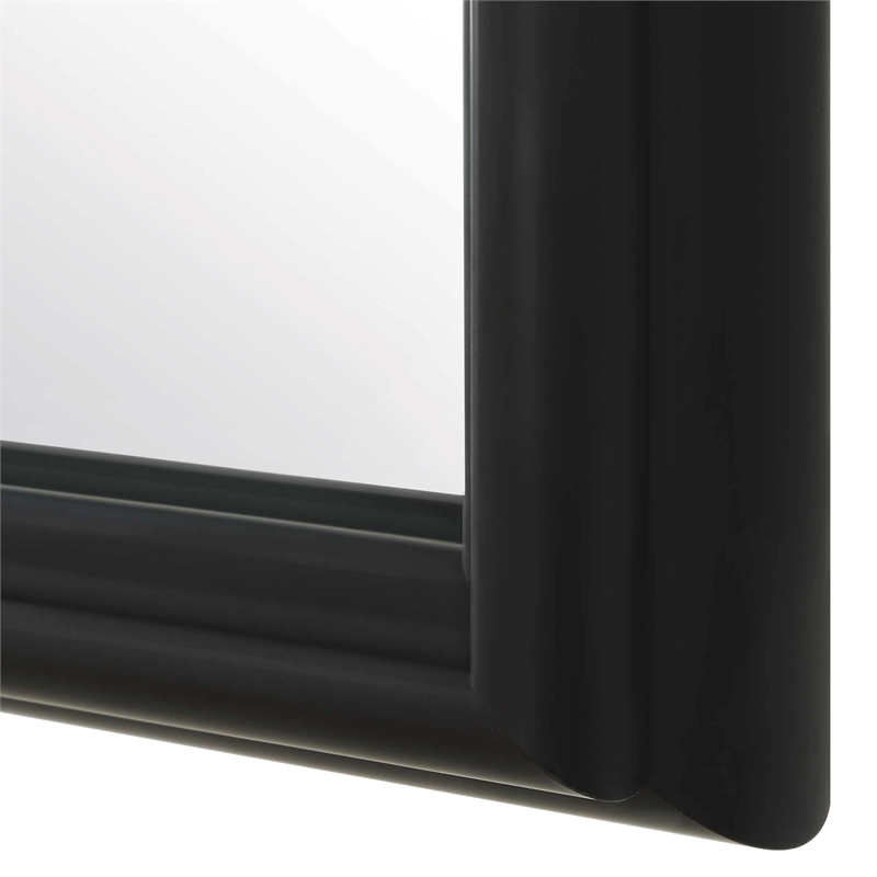 Pemberly Row Contemporary Elegant Arched Top Mirror in Black Frame