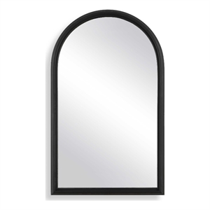 Pemberly Row Contemporary Elegant Arched Top Mirror in Black Frame