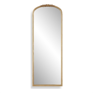 Pemberly Row Farmhouse Arched Top Wall Mirror in Antique Gold Frame