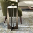 Pemberly Row Contemporary Marble Accent Table in Bronze/White