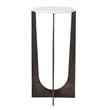 Pemberly Row Contemporary Marble Accent Table in Bronze/White