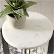 Pemberly Row Contemporary Marble Accent Table in Bronze/White