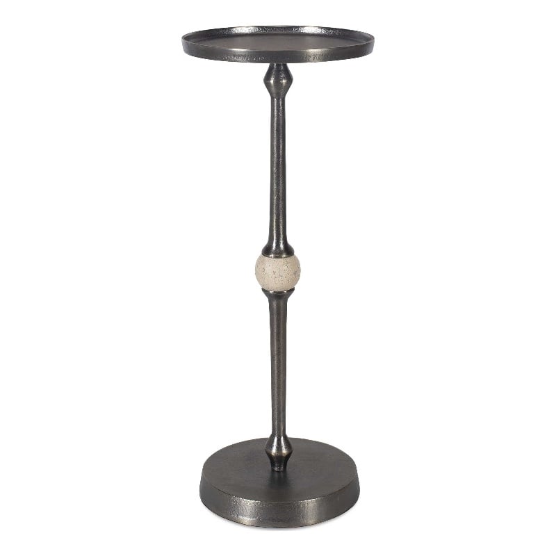 Pemberly Row Aluminum and Iron Accent Table in Dark Bronze Finish