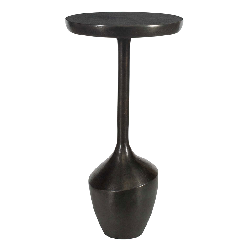 Pemberly Row Aluminum Round Top Organic-shaped Accent Table in Brown