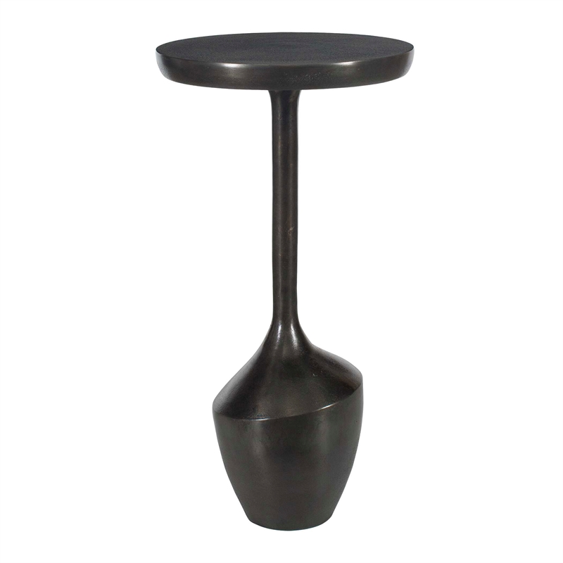 Pemberly Row Aluminum Round Top Organic-shaped Accent Table in Brown