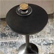 Pemberly Row Aluminum Round Top Organic-shaped Accent Table in Brown
