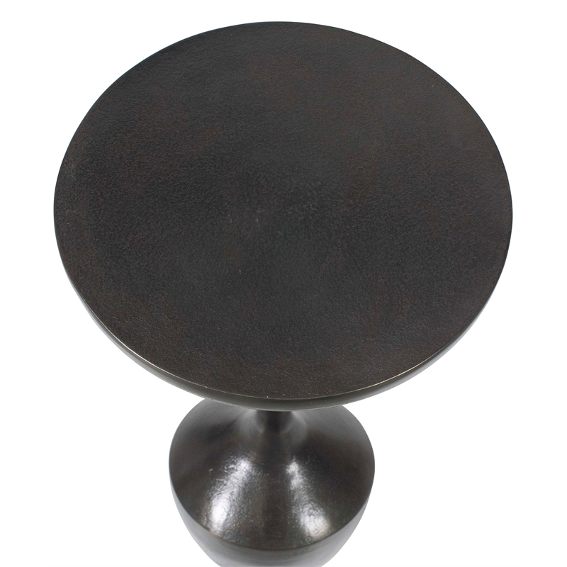 Pemberly Row Aluminum Round Top Organic-shaped Accent Table in Brown