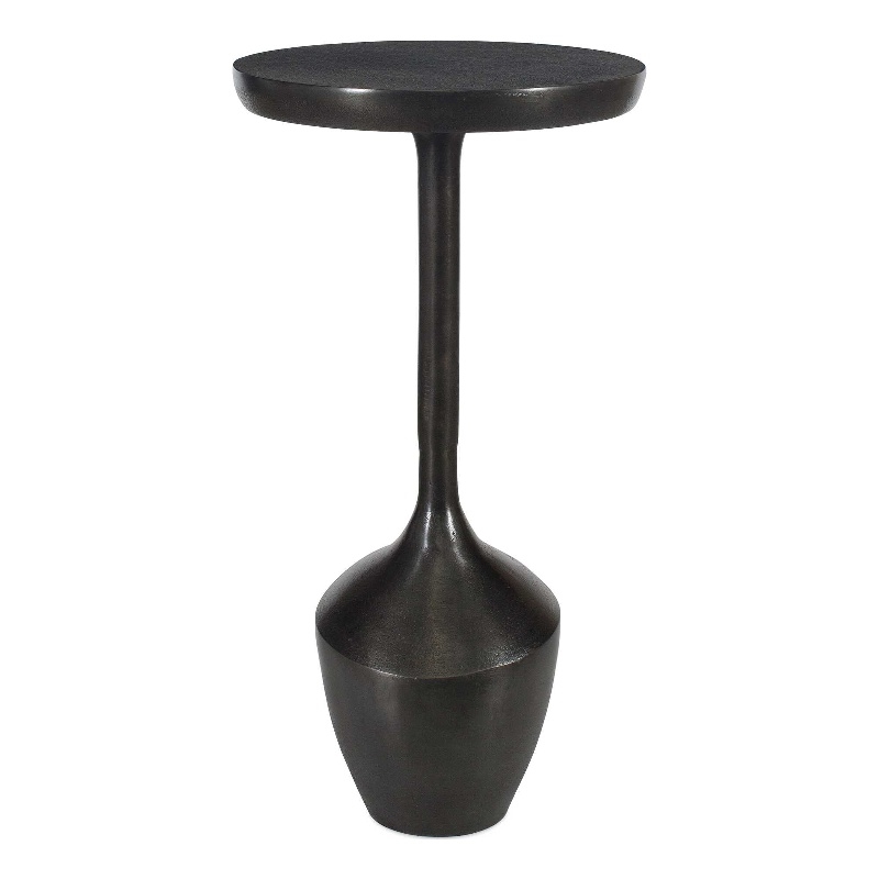 Pemberly Row Aluminum Round Top Organic-shaped Accent Table in Brown