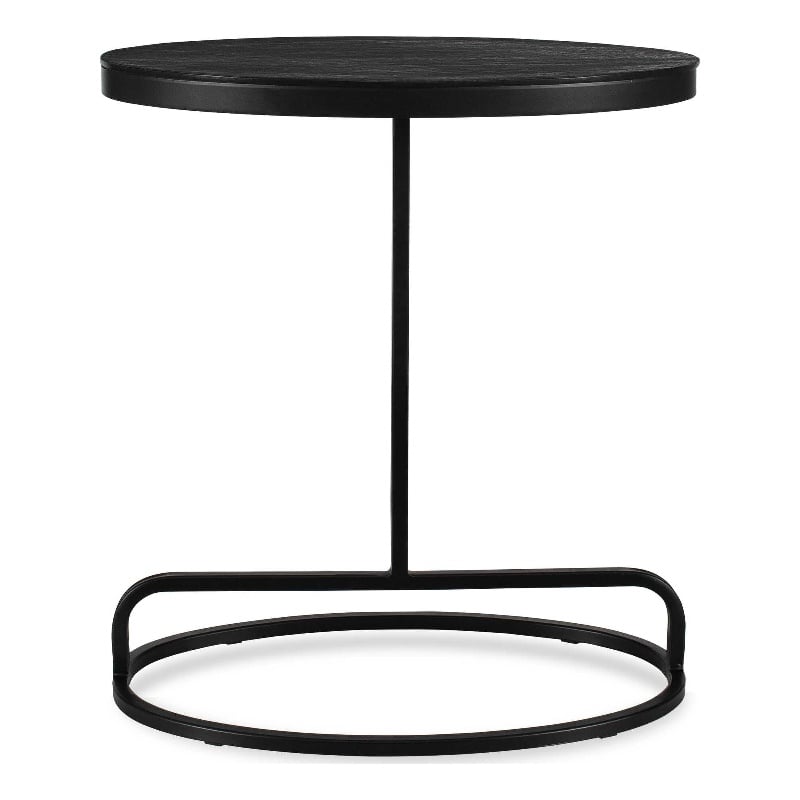 Pemberly Row Aluminum and Iron Accent Oval Top Table in Black