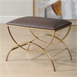 Pemberly Row Contemporary Iron Accent Stool in Brown and Antique Brass