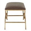 Pemberly Row Contemporary Iron Accent Stool in Brown and Antique Brass