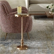 Pemberly Row Aluminum Farmhouse Round Accent Table in Antique Brass