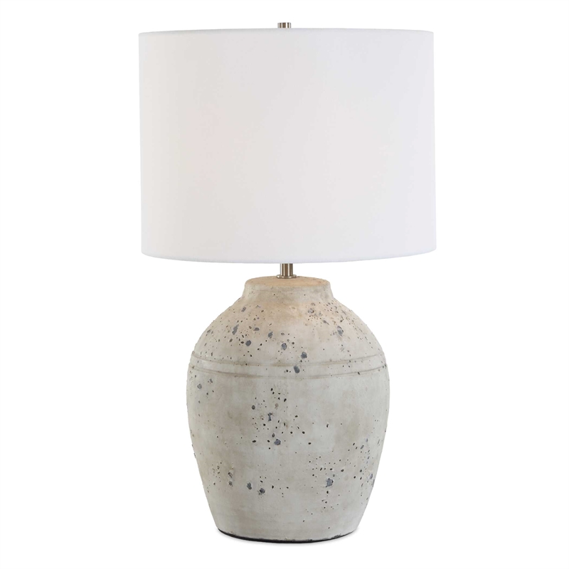 Pemberly Row Textured Ceramic Farmhouse Table Lamp in Distressed Gray