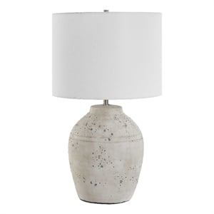 Pemberly Row Textured Ceramic Farmhouse Table Lamp in Distressed Gray