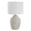 Pemberly Row Textured Ceramic Farmhouse Table Lamp in Distressed Gray