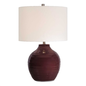 Pemberly Row Ceramic Traditional Table Lamp in Deep Ruby Red