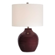 Pemberly Row Ceramic Traditional Table Lamp in Deep Ruby Red