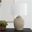 Pemberly Row Handcrafted Ceramic Base Farmhouse Table Lamp in Brown