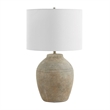 Pemberly Row Handcrafted Ceramic Base Farmhouse Table Lamp in Brown