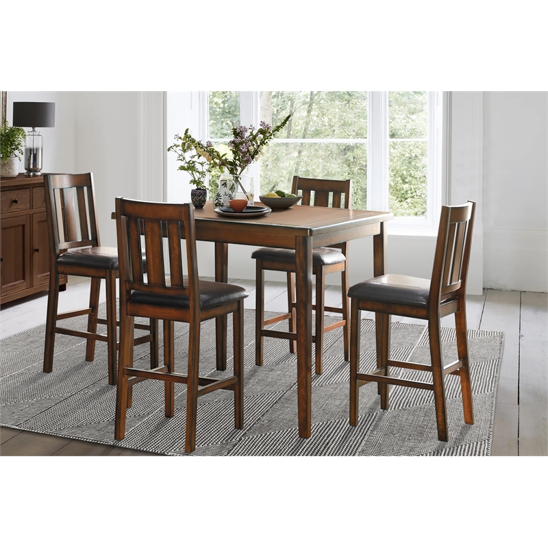 Pemberly Row 5 Piece Wood Counter Height Dining Set in Espresso