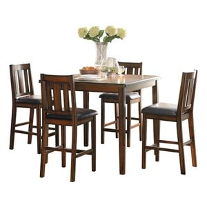 Pemberly Row 5 Piece Wood Counter Height Dining Set in Espresso