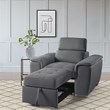 Pemberly Row Microfiber Accent Chair with Pull Out Ottoman in Gray