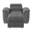 Pemberly Row Microfiber Accent Chair with Pull Out Ottoman in Gray