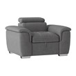 Pemberly Row Microfiber Accent Chair with Pull Out Ottoman in Gray
