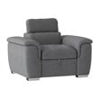 Pemberly Row Microfiber Accent Chair with Pull Out Ottoman in Gray