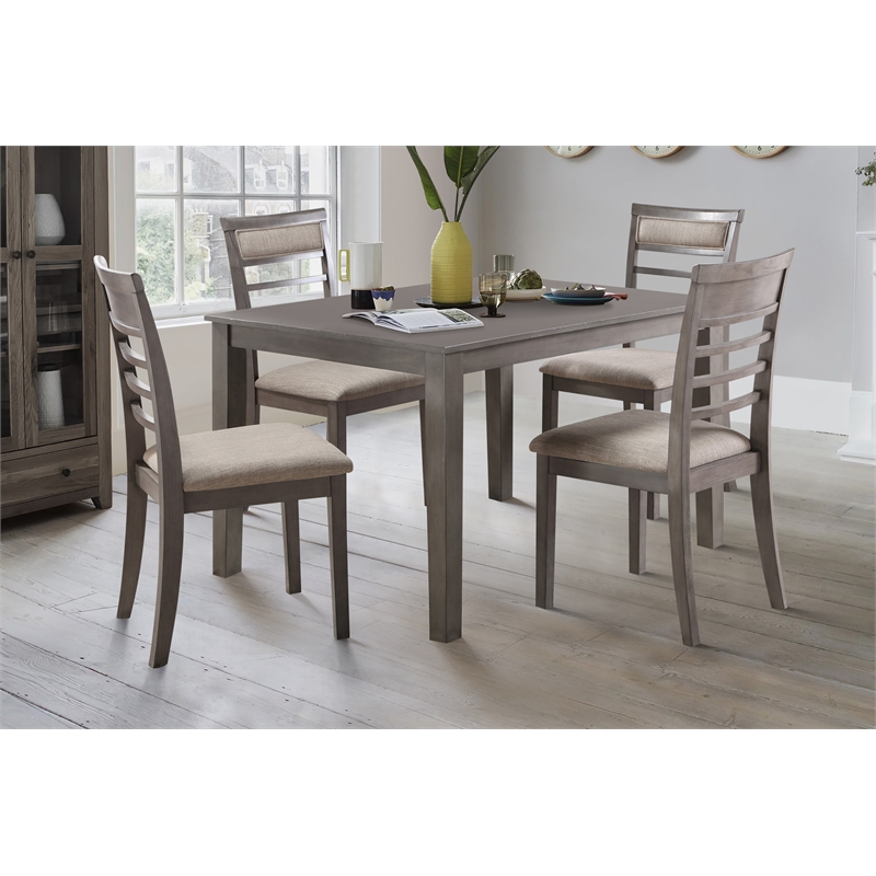 Pemberly Row 5-Piece Wood Dining Room Table and Chairs in Gray/Brown
