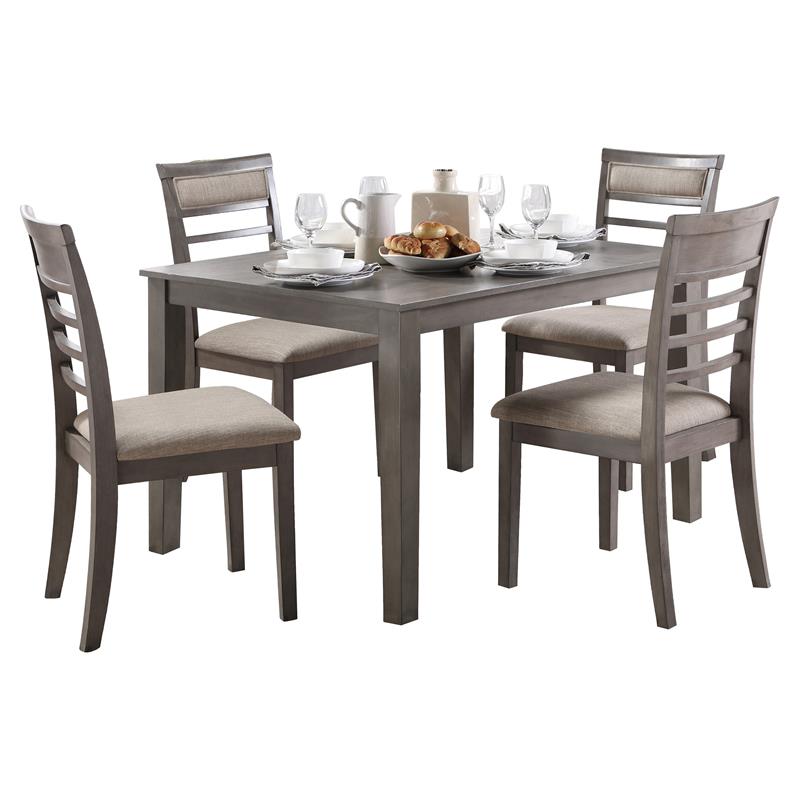 Pemberly Row 5-Piece Wood Dining Room Table and Chairs in Gray/Brown