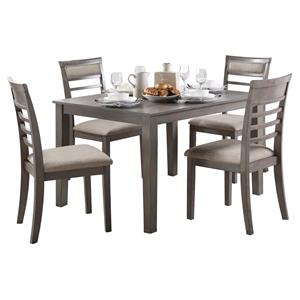 Pemberly Row 5-Piece Wood Dining Room Table and Chairs in Gray/Brown