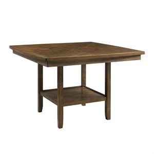 Pemberly Row Counter Height Wood Dining Table with Lazy Susan in Oak