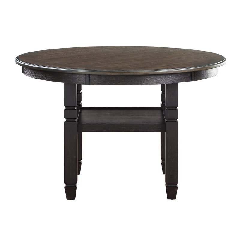 Pemberly Row Transitional Engineered Wood Dining Room Table in Brown/Black