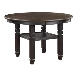 Pemberly Row Transitional Engineered Wood Dining Room Table in Brown/Black