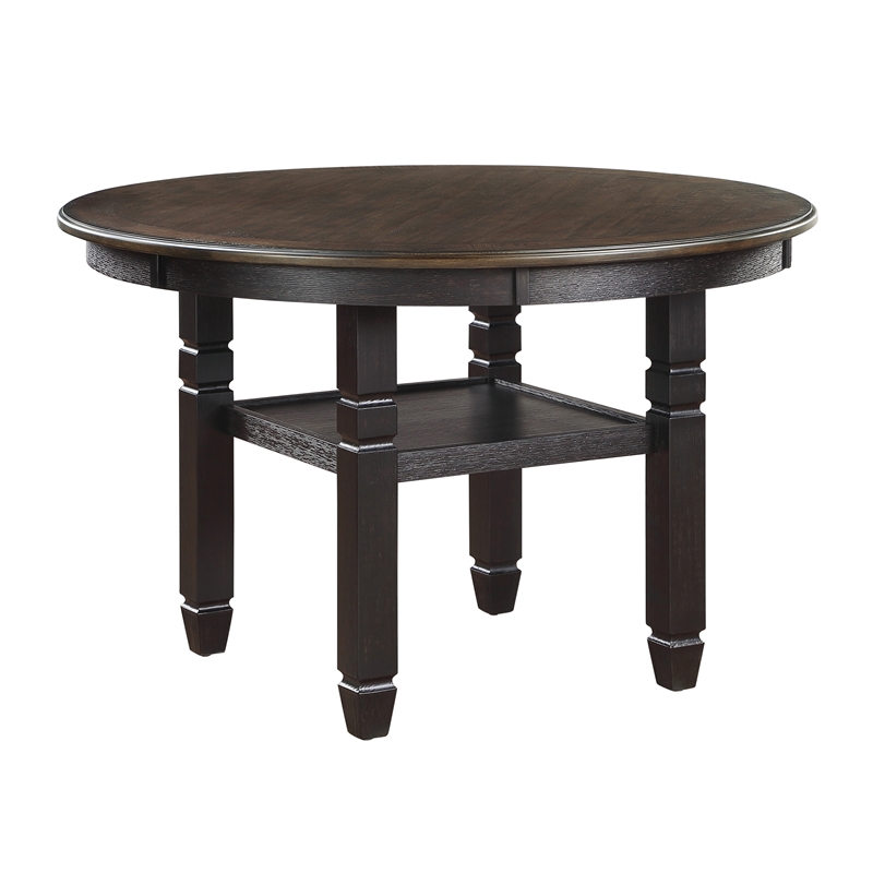 Pemberly Row 5-Pc Fabric Dining Set with 1 Table & 4 Side Chairs in Beige/Black
