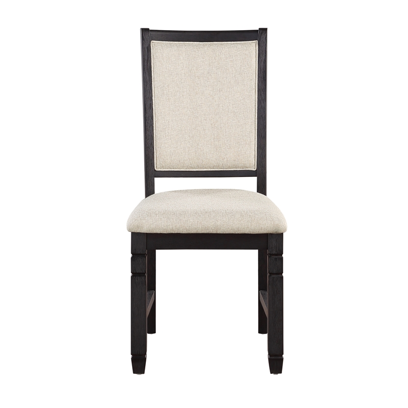 Pemberly Row 5-Pc Fabric Dining Set with 1 Table & 4 Side Chairs in Beige/Black
