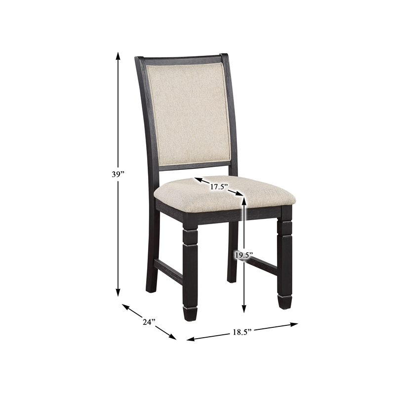Pemberly Row 5-Pc Fabric Dining Set with 1 Table & 4 Side Chairs in Beige/Black