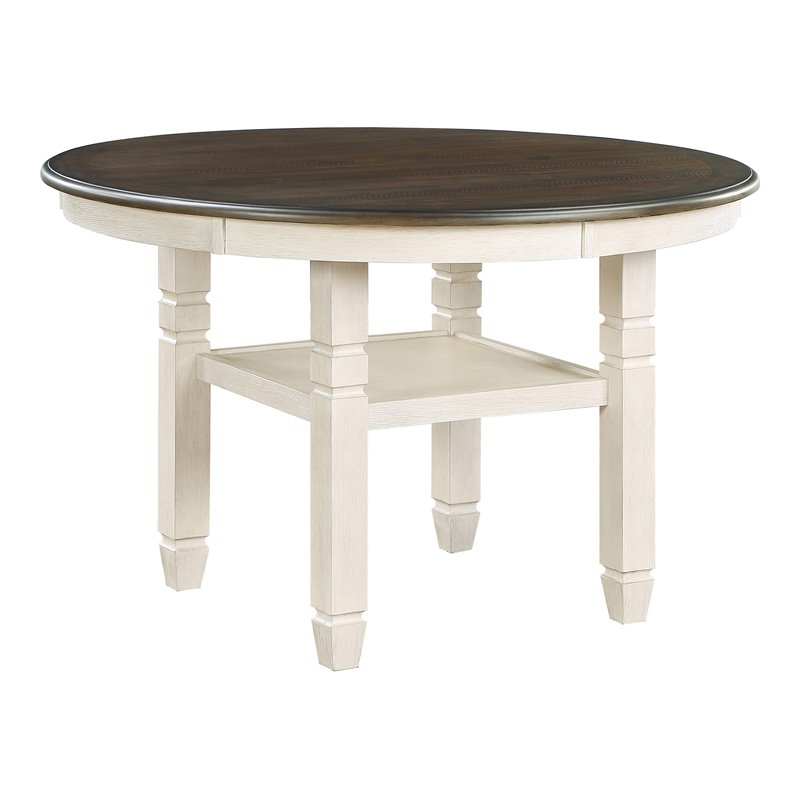Pemberly Row Transitional Wood Dining Room Table in Brown/Antique White
