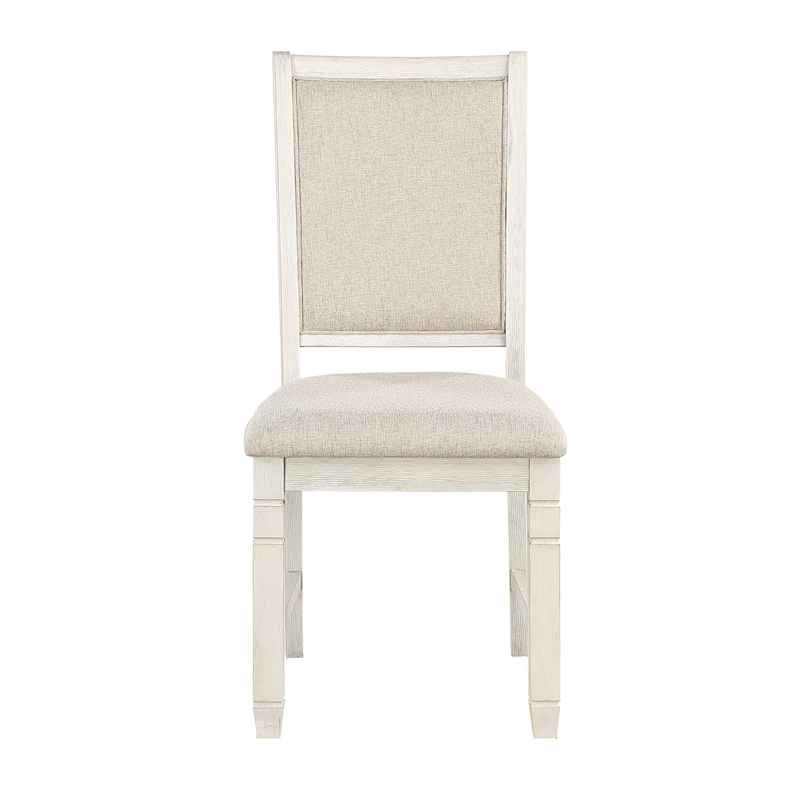 Pemberly Row 5-Piece Fabric Dining Set with 4 Side Chairs in Beige/Antique White